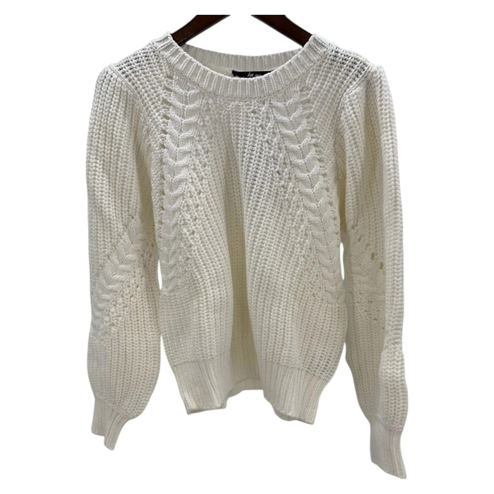 La Joie Women's Novelty Stitch Knit Sweater White - Regular